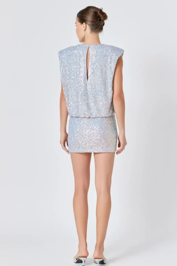 ENDLESS ROSE Sequin Dresses | Tops*- Sequin Sleeveless Mini Dress GREY