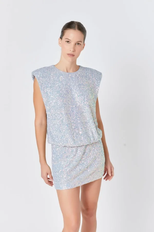 ENDLESS ROSE Sequin Dresses | Tops*- Sequin Sleeveless Mini Dress GREY