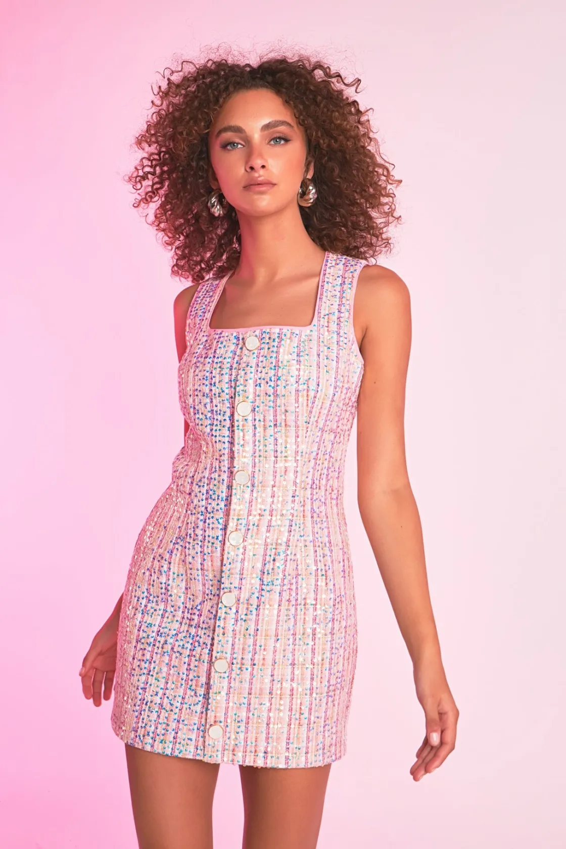 endless_rose__sequin_twee_3.webp ENDLESS ROSE Sequin Dresses | Tweed Dresses*- Sequin Tweed Mini Dress PINK