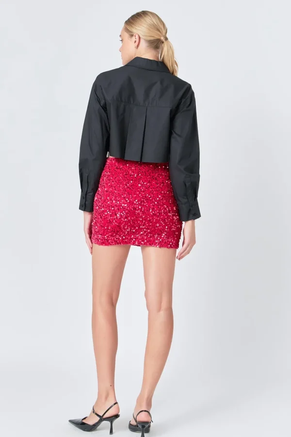 ENDLESS ROSE Skirts | Tops*- Sequins Velvet Skirt FUCHSIA
