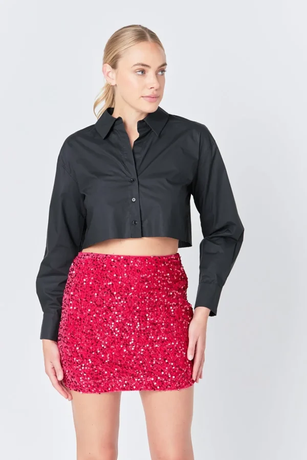 ENDLESS ROSE Skirts | Tops*- Sequins Velvet Skirt FUCHSIA