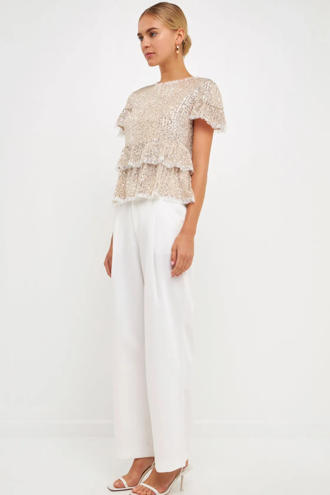 endless_rose__sequins_bab_11.webp ENDLESS ROSE Tops*- Sequins Baby Doll Top with Mesh
