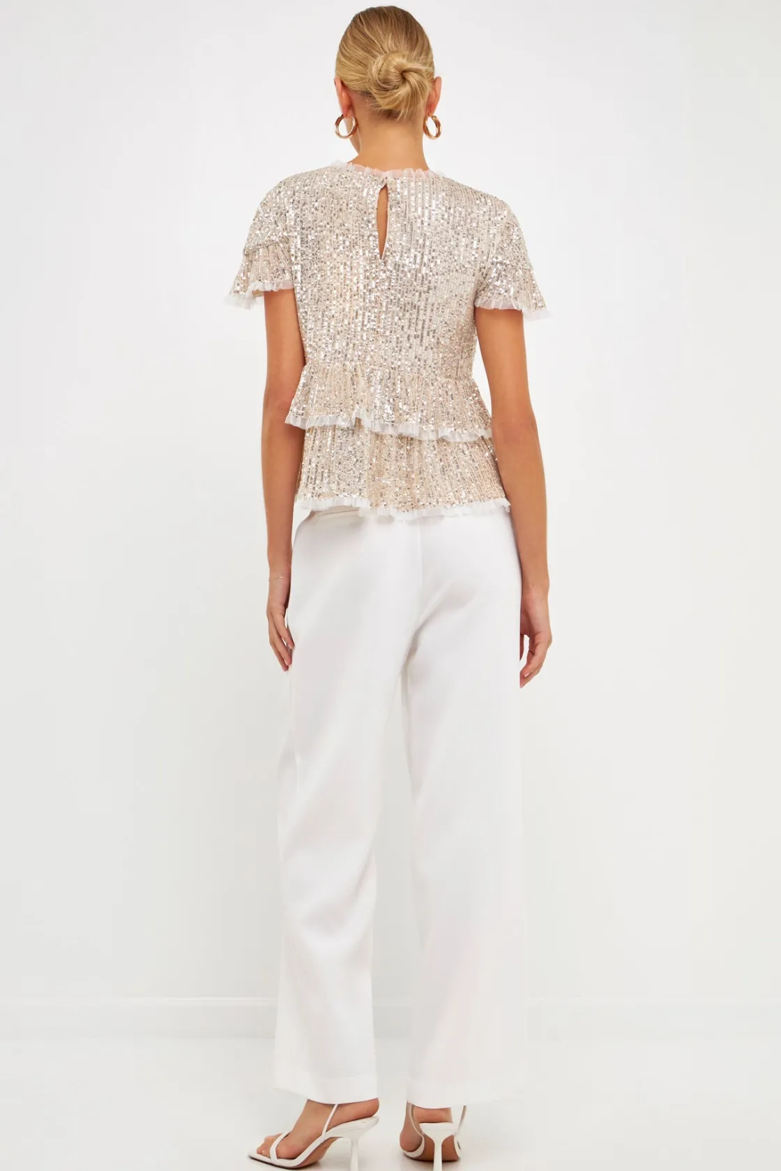 endless_rose__sequins_bab_12.webp ENDLESS ROSE Tops*- Sequins Baby Doll Top with Mesh