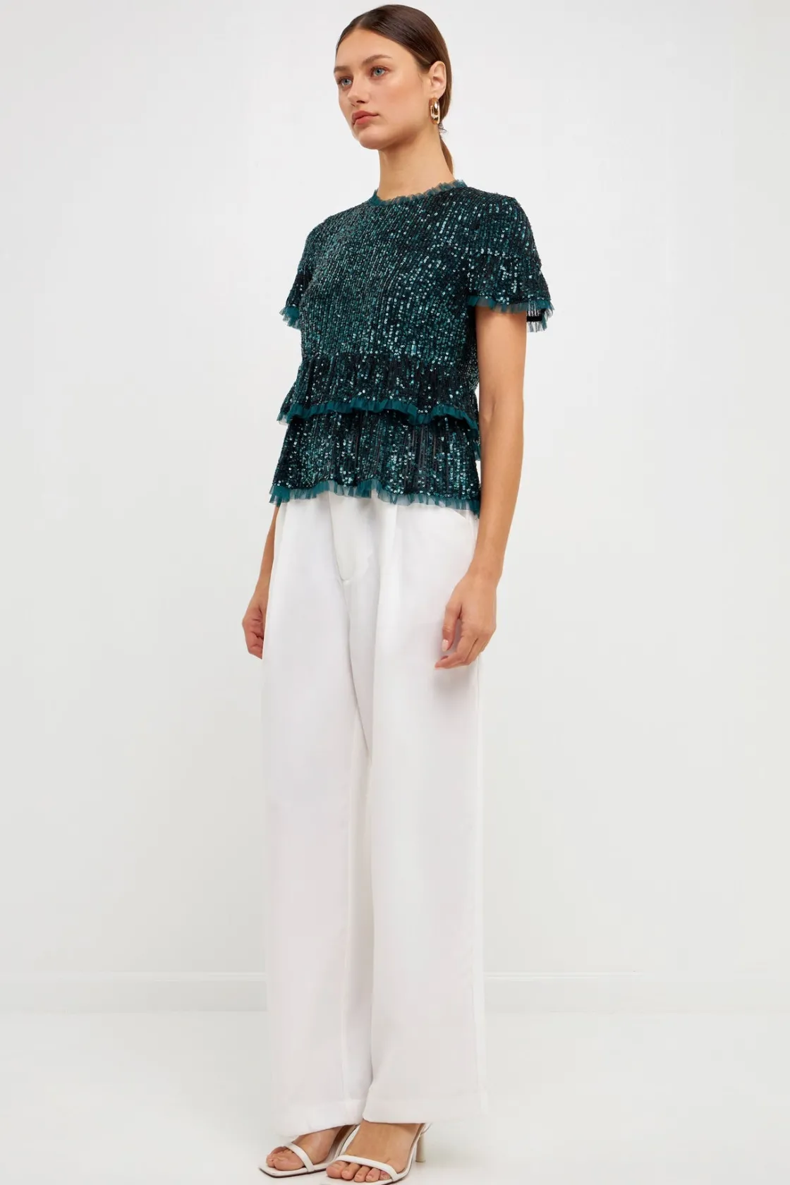 endless_rose__sequins_bab_16.webp ENDLESS ROSE Tops*- Sequins Baby Doll Top with Mesh