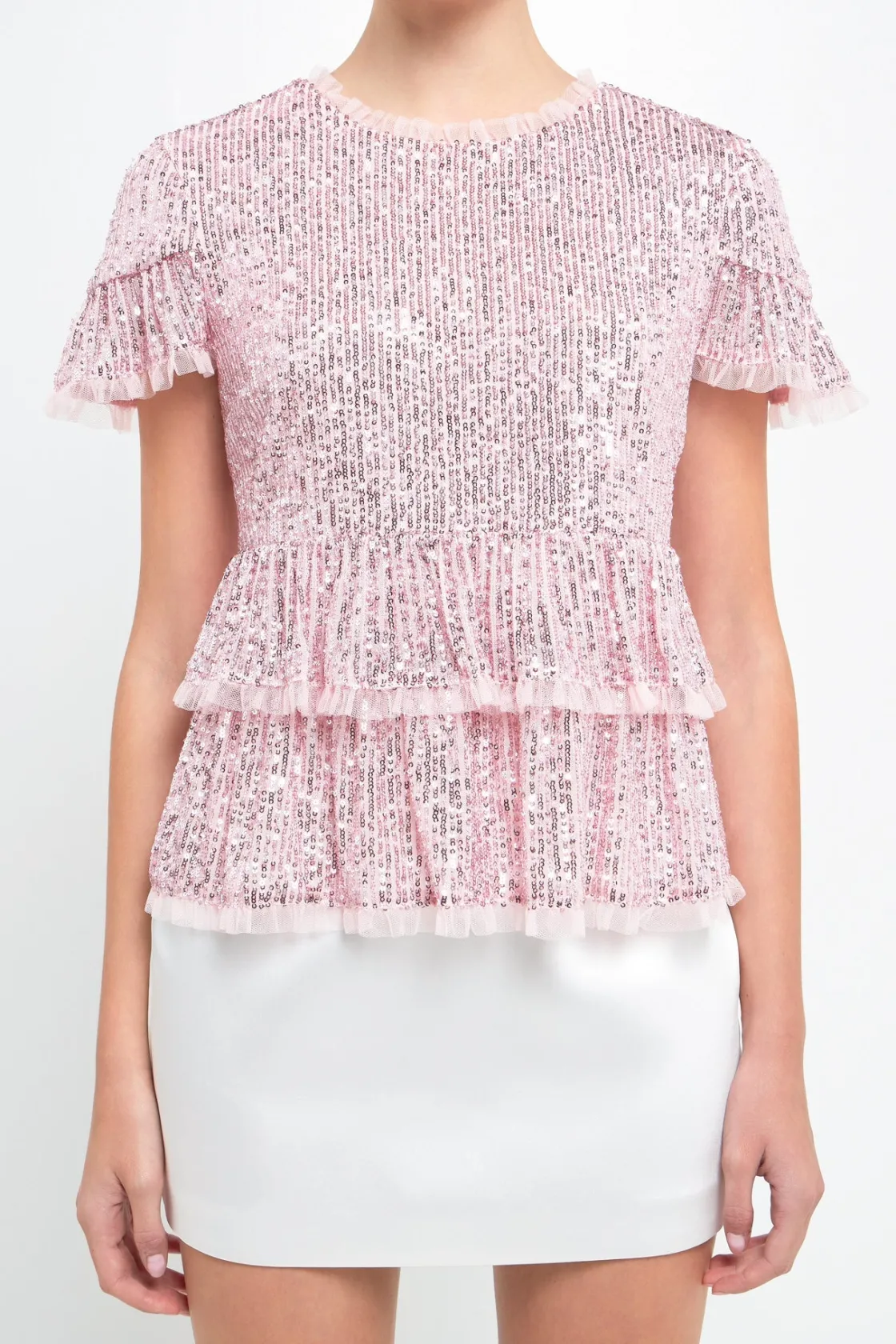 endless_rose__sequins_bab_20.webp ENDLESS ROSE Tops*- Sequins Baby Doll Top with Mesh