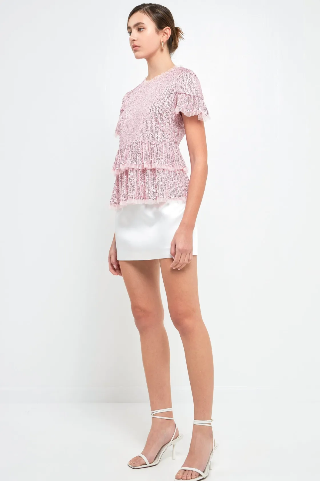 endless_rose__sequins_bab_21.webp ENDLESS ROSE Tops*- Sequins Baby Doll Top with Mesh