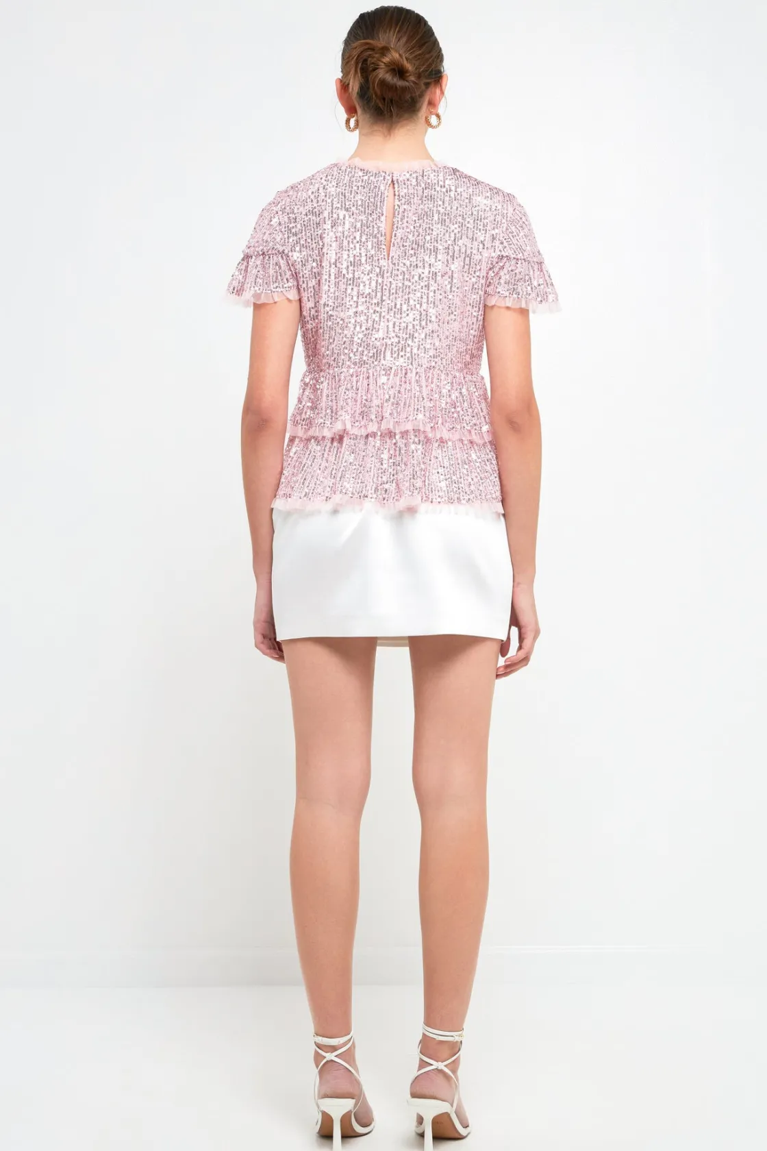 endless_rose__sequins_bab_22.webp ENDLESS ROSE Tops*- Sequins Baby Doll Top with Mesh