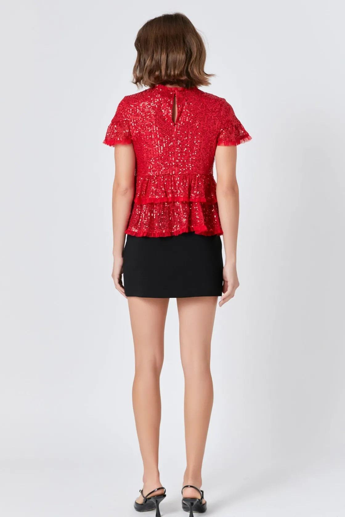 endless_rose__sequins_bab_7.webp ENDLESS ROSE Tops*- Sequins Baby Doll Top with Mesh
