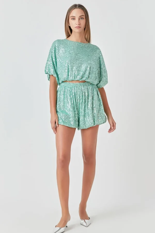 ENDLESS ROSE Shorts & Skorts | Tops*- Sequins Blouson Shorts