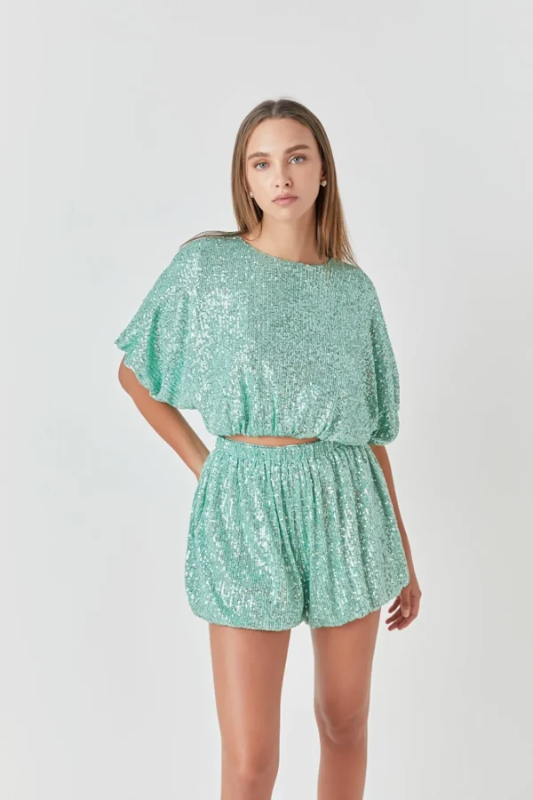 ENDLESS ROSE Shorts & Skorts | Tops*- Sequins Blouson Shorts