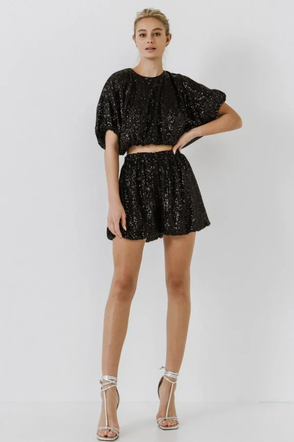 ENDLESS ROSE Shorts & Skorts | Tops*- Sequins Blouson Shorts