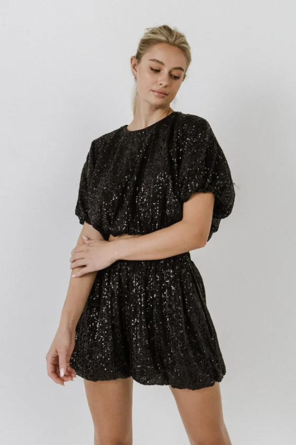 ENDLESS ROSE Shorts & Skorts | Tops*- Sequins Blouson Shorts