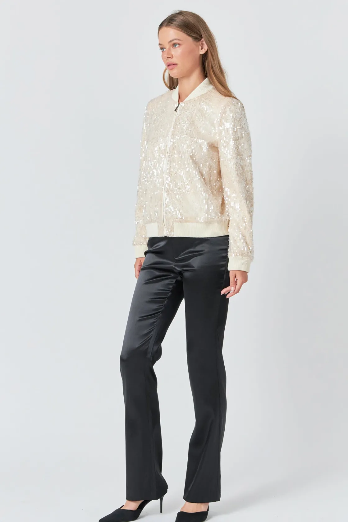 endless_rose__sequins_bom_1.webp ENDLESS ROSE Jackets & Coats | Tops*- Sequins Bomber Jacket NUDE