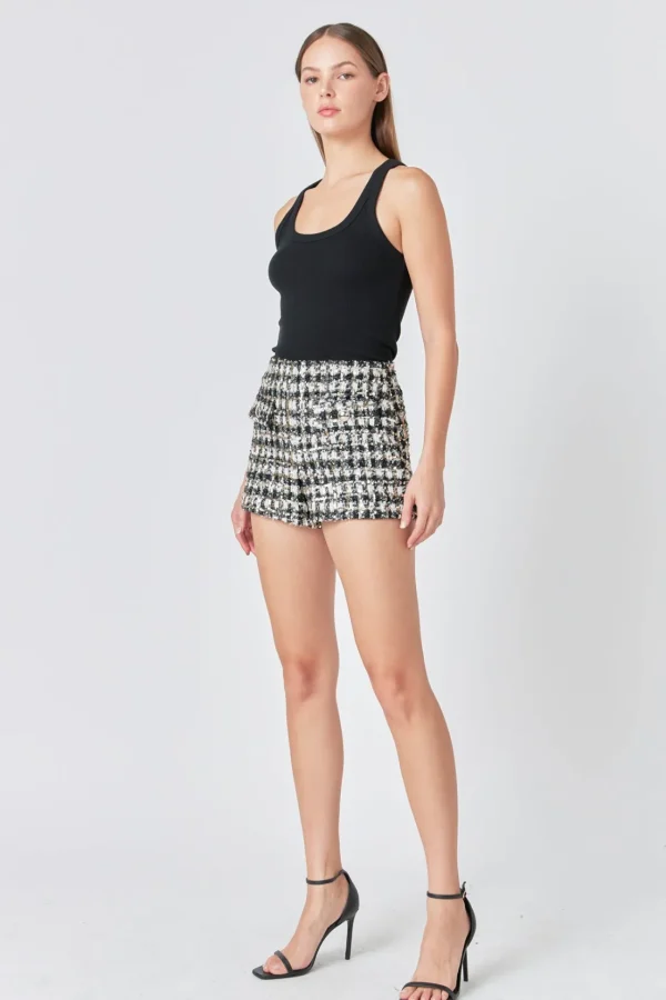 ENDLESS ROSE Matching Sets | Shorts & Skorts*- Sequins Check Shorts BLACK/WHITE