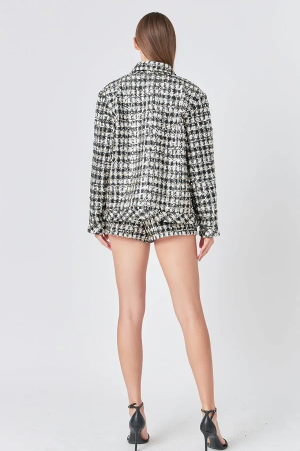 ENDLESS ROSE Matching Sets | Jackets & Coats*- Sequins Check Jacket BLACK/WHITE