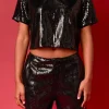 ENDLESS ROSE Matching Sets | Tops*- Sequins Cropped Top