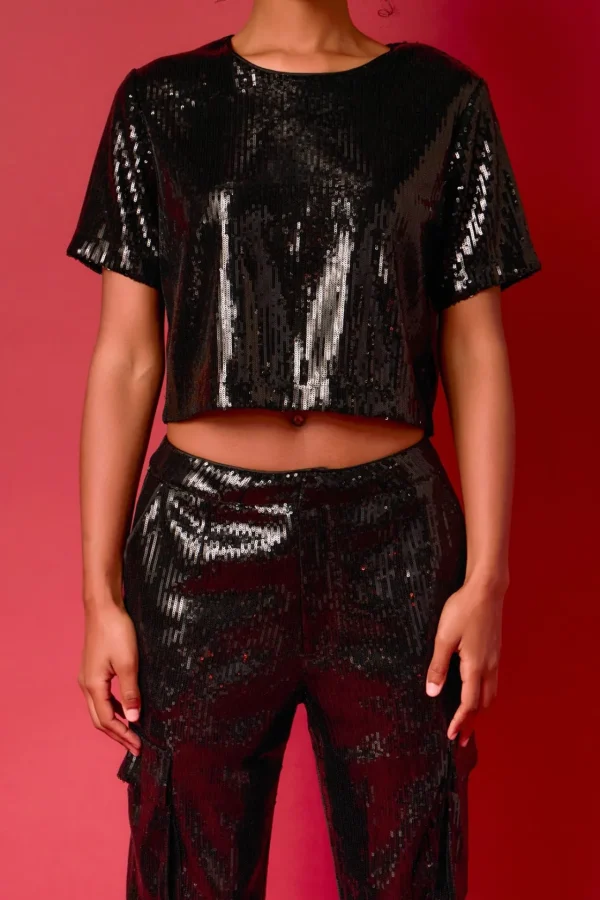 ENDLESS ROSE Matching Sets | Tops*- Sequins Cropped Top