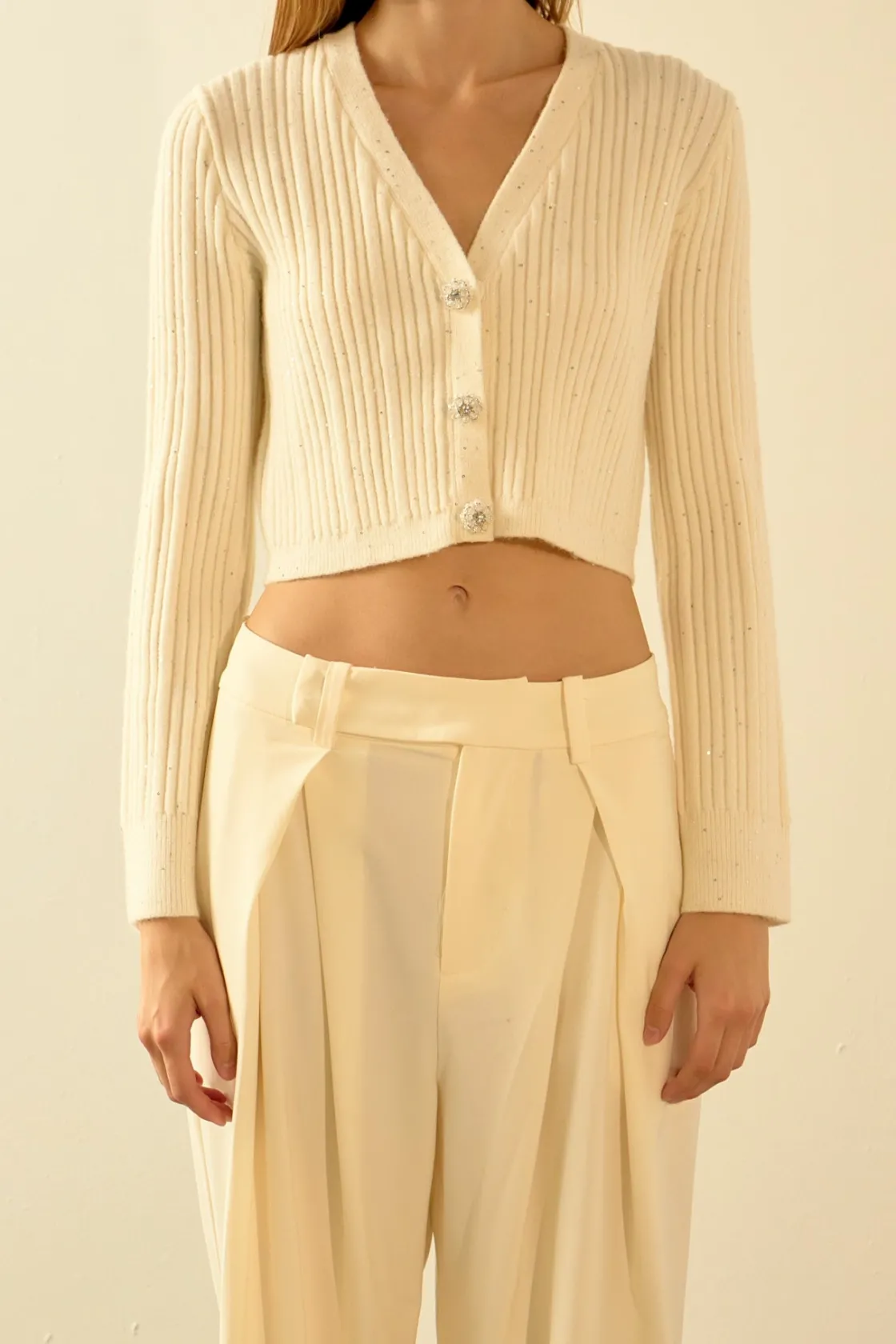 endless_rose__sequins_cro_0-3.webp ENDLESS ROSE Sweaters & Knits | Tops*- Sequins Crop Cardigan WHITE