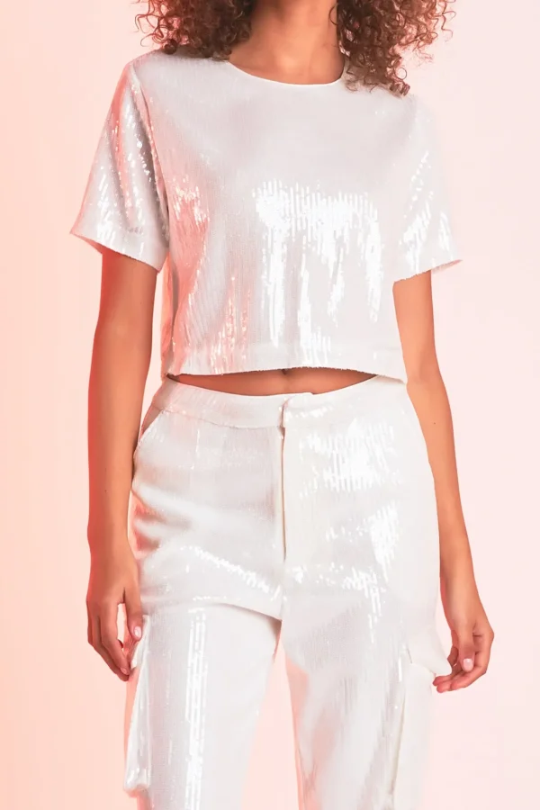 ENDLESS ROSE Matching Sets | Tops*- Sequins Cropped Top