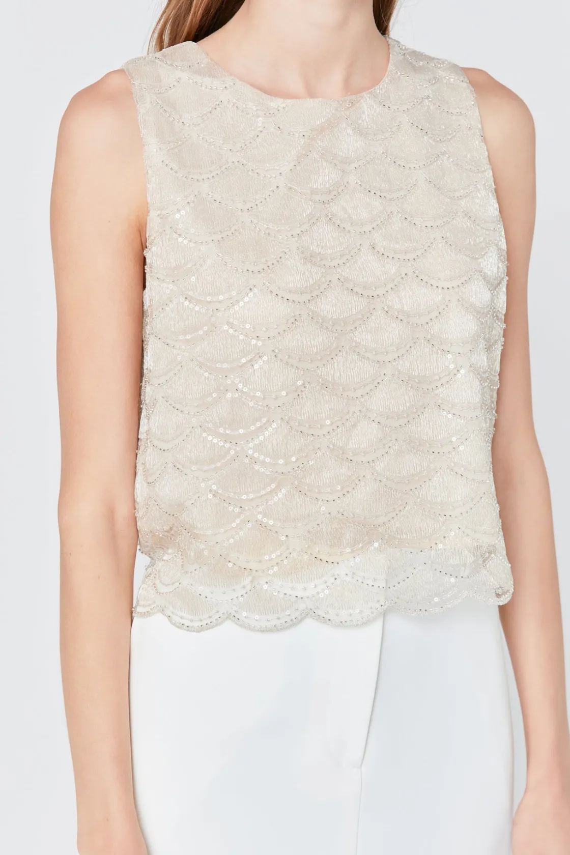 endless_rose__sequins_emb_0.webp ENDLESS ROSE Tops*- Sequins Embellished Top CHAMPAGNE