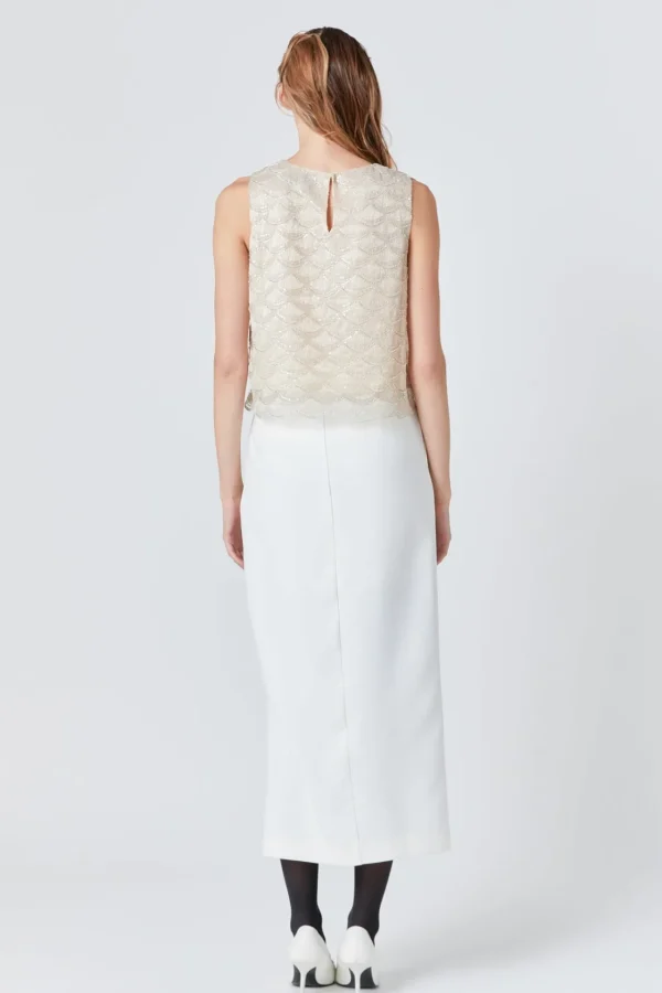 ENDLESS ROSE Tops*- Sequins Embellished Top CHAMPAGNE