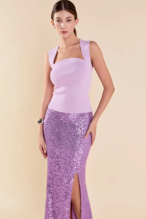 ENDLESS ROSE Skirts | Tops*- Sequins Front Slit Midi Skirt