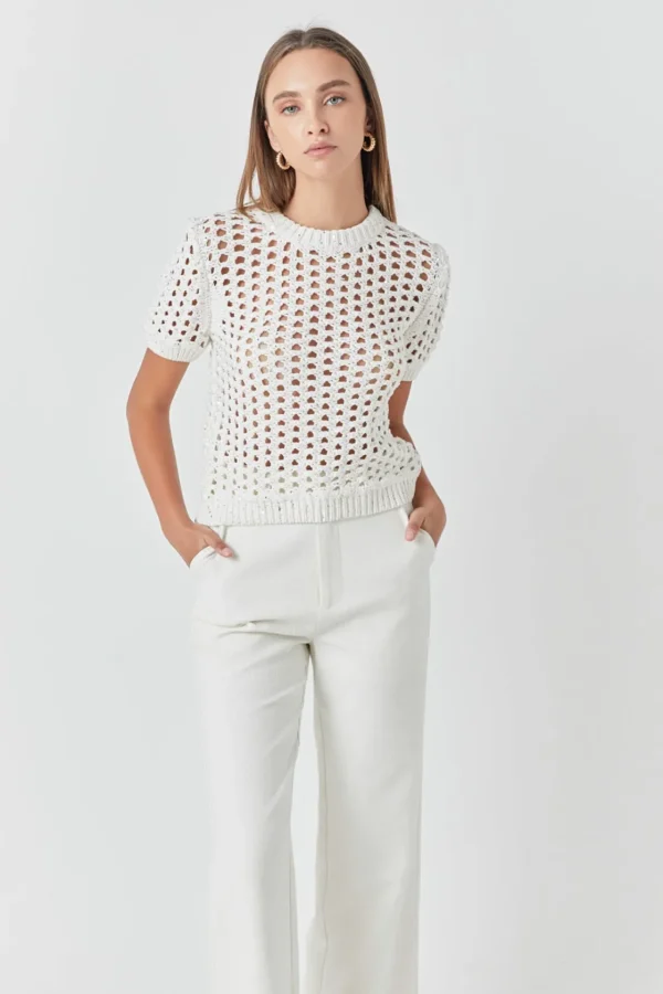 ENDLESS ROSE Tops*- Sequins Knit Top