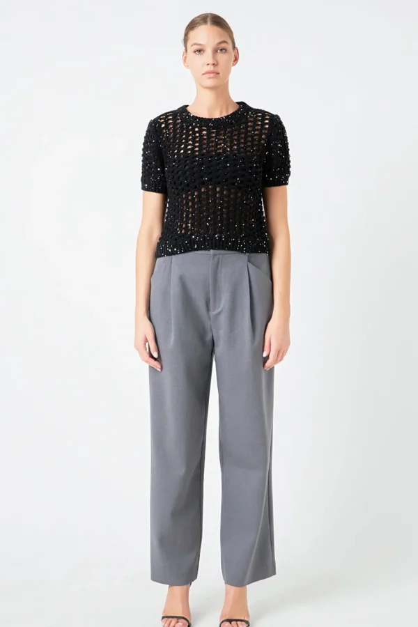 ENDLESS ROSE Tops*- Sequins Knit Top