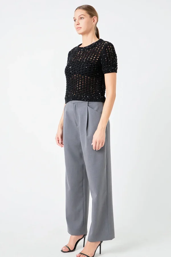 ENDLESS ROSE Tops*- Sequins Knit Top