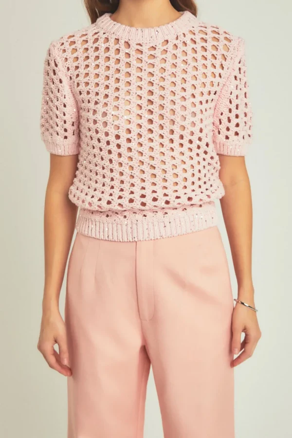 ENDLESS ROSE Tops*- Sequins Knit Top