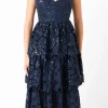 ENDLESS ROSE Lace Dresses | Sequin Dresses*- Sequins Lace Tiered Dress NAVY