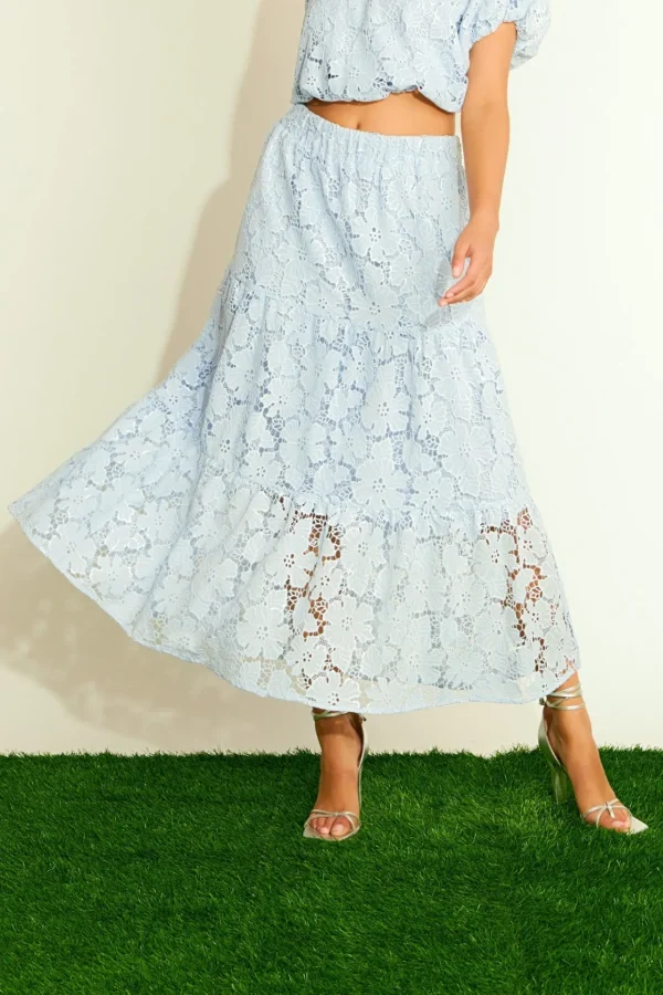 ENDLESS ROSE Matching Sets | Skirts*- Sequins Lace Maxi Skirt POWDERBLUE