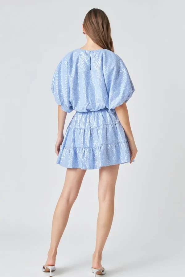ENDLESS ROSE Sweaters & Knits | Matching Sets*- Sequins Ruffled Mini Skirt POWDERBLUE