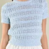 ENDLESS ROSE Tops*- Sequins Short Sleeve Top ICYBLUE