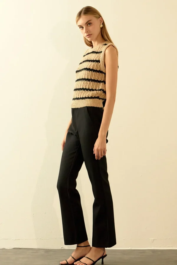 ENDLESS ROSE Sweaters & Knits | Tops*- Sequins Stripe Knit Top TAUPE/BLACK