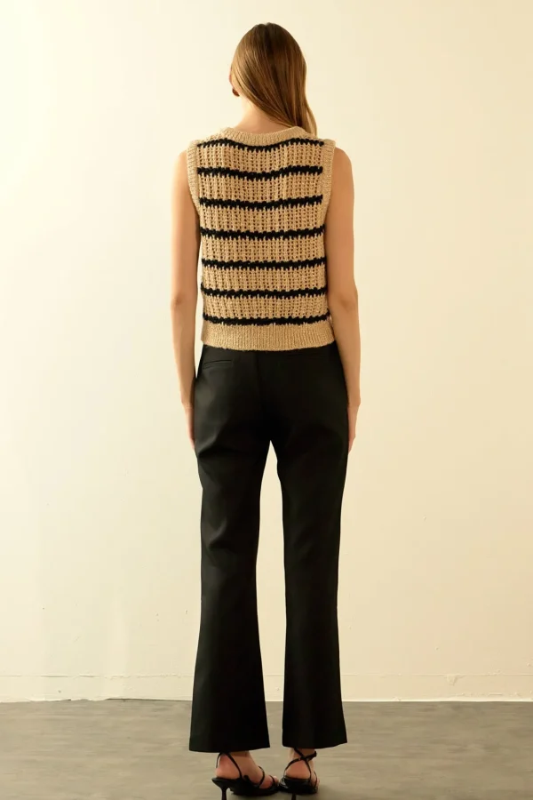 ENDLESS ROSE Sweaters & Knits | Tops*- Sequins Stripe Knit Top TAUPE/BLACK
