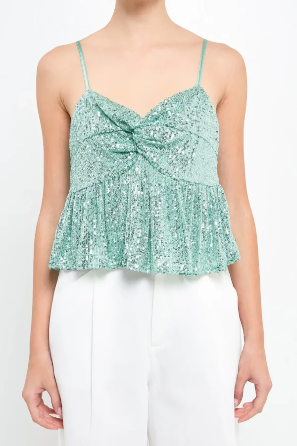 ENDLESS ROSE Tops*- Sequins Tank Top