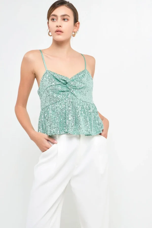 ENDLESS ROSE Tops*- Sequins Tank Top