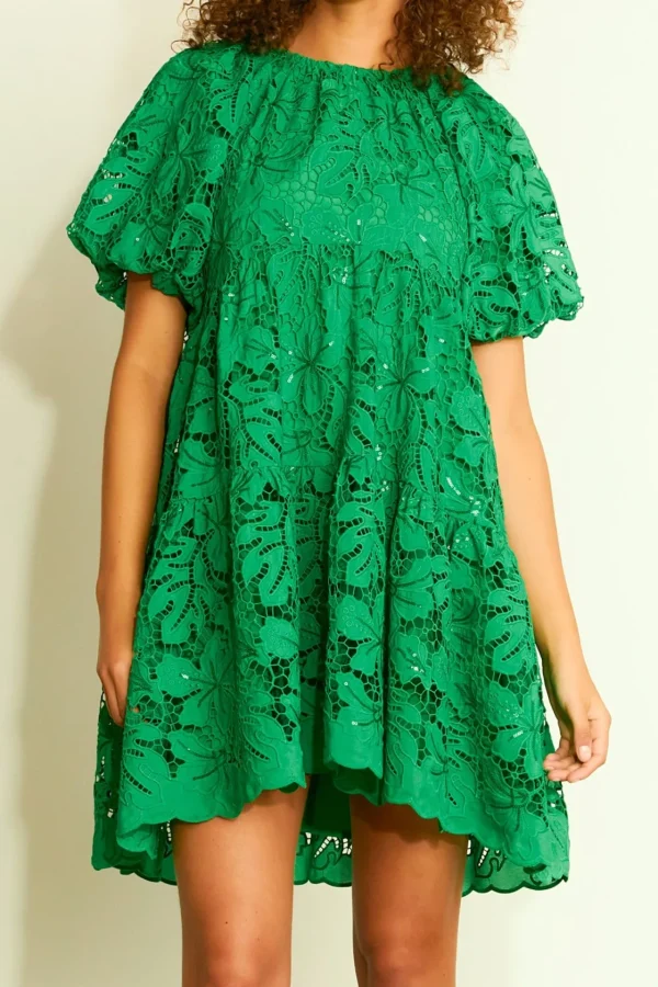 ENDLESS ROSE Tops*- Sequins Tiered Mini Dress GREEN