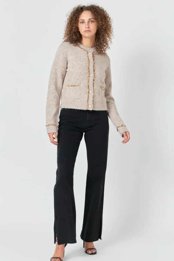 ENDLESS ROSE Sweaters & Knits | Tops*- Sequins Trim Cardigan