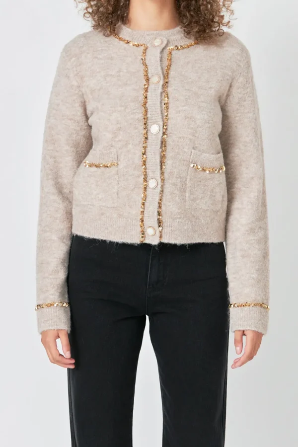 ENDLESS ROSE Sweaters & Knits | Tops*- Sequins Trim Cardigan