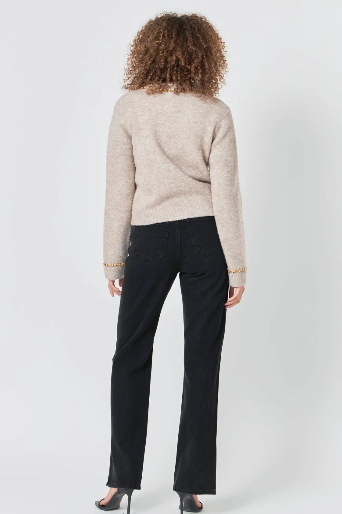 endless_rose__sequins_tri_7.webp ENDLESS ROSE Sweaters & Knits | Tops*- Sequins Trim Cardigan
