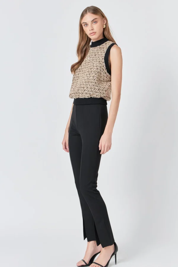 ENDLESS ROSE Tops*- Sequins Tweed Vest BROWNMULTI