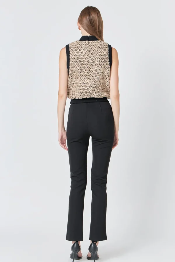 ENDLESS ROSE Tops*- Sequins Tweed Vest BROWNMULTI