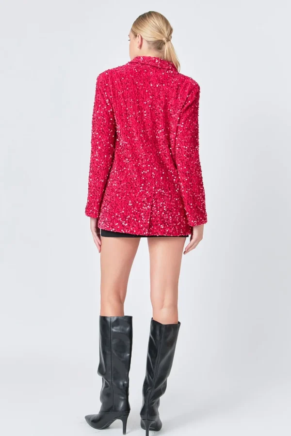 ENDLESS ROSE Blazers | Tops*- Sequins Velvet Blazer FUCHSIA