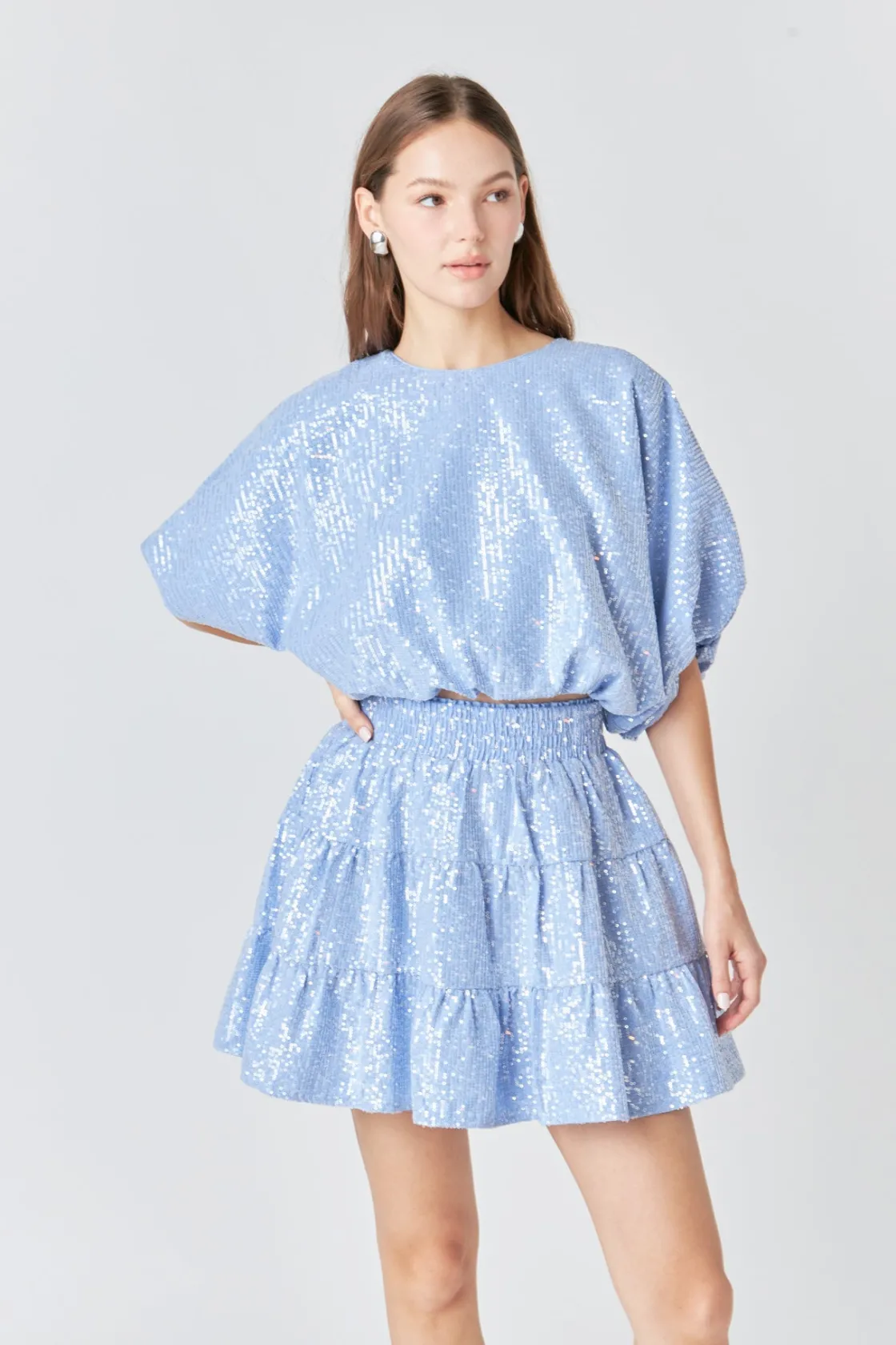 endless_rose__sequins_vol_3.webp ENDLESS ROSE Matching Sets | Tops*- Sequins Voluminious Crop Top