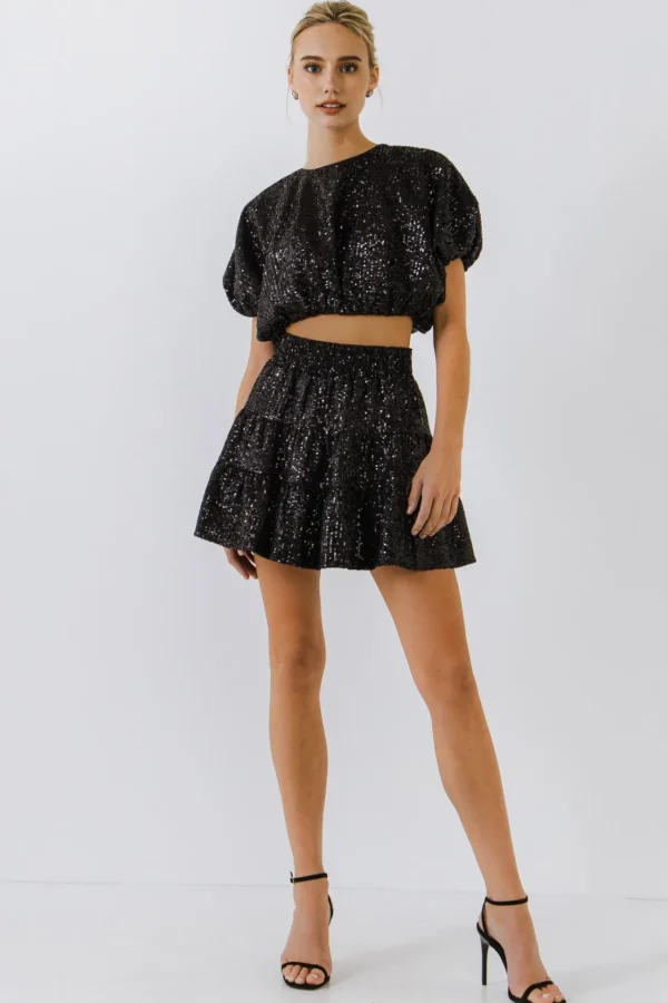 ENDLESS ROSE Matching Sets | Tops*- Sequins Voluminious Crop Top
