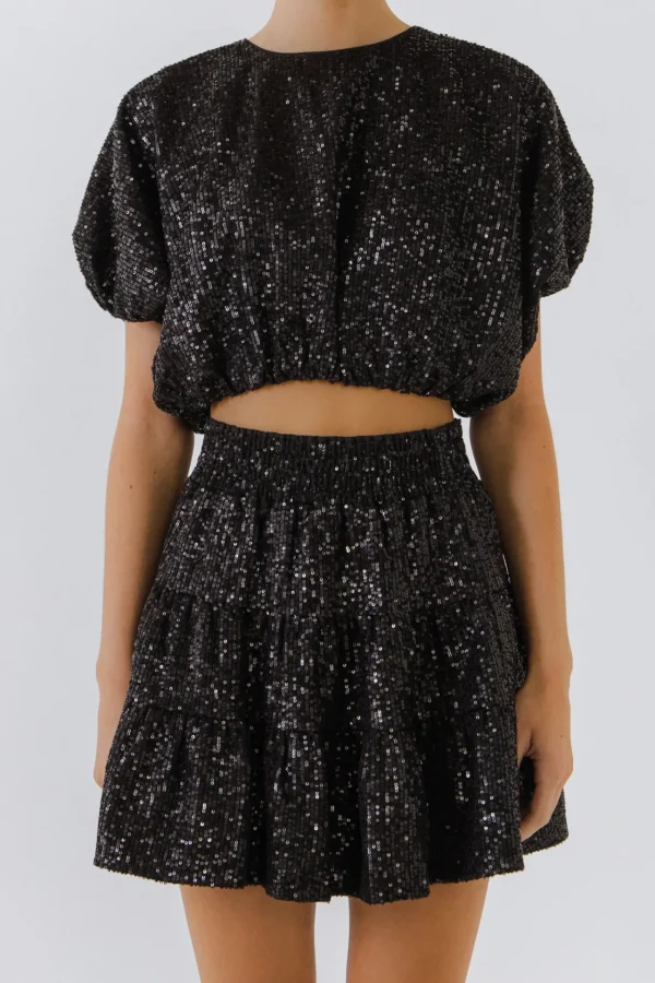 ENDLESS ROSE Matching Sets | Tops*- Sequins Voluminious Crop Top