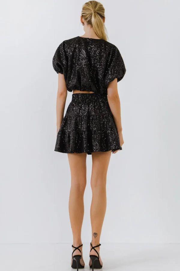 ENDLESS ROSE Matching Sets | Tops*- Sequins Voluminious Crop Top