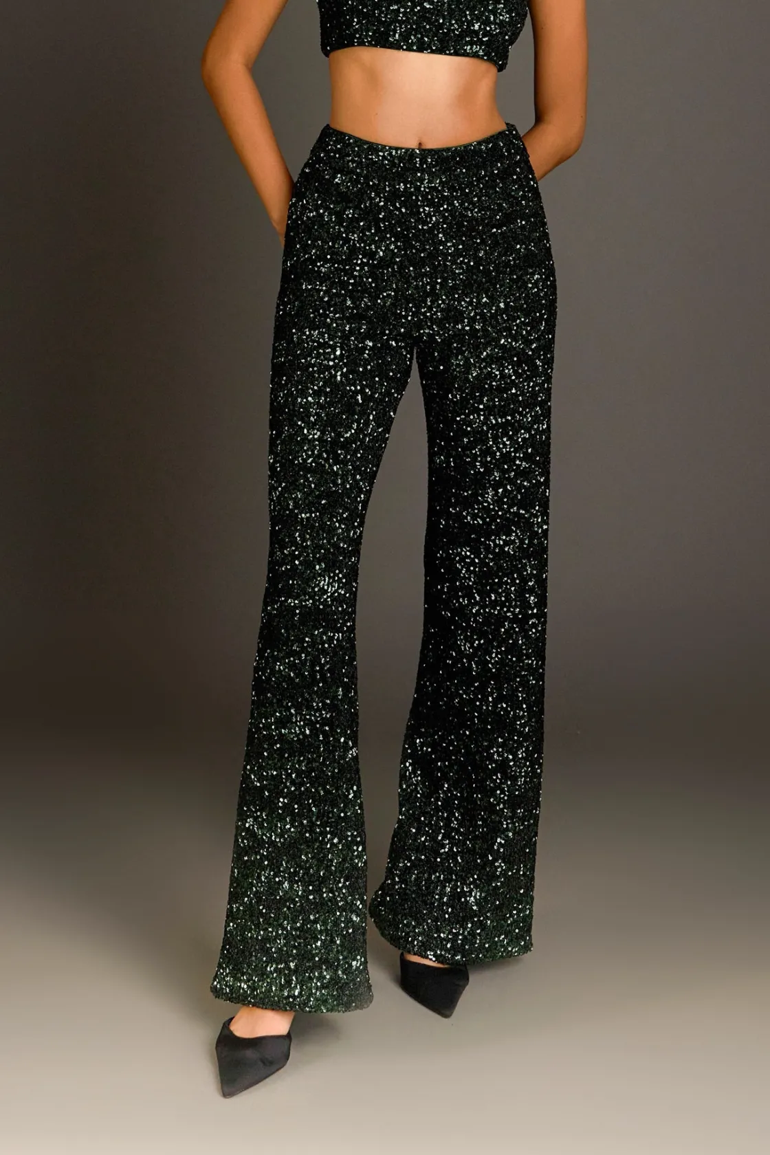 endless_rose__sequins_wid_0.webp ENDLESS ROSE Matching Sets | Pants*- Sequins Wide Leg Pants EMERALD